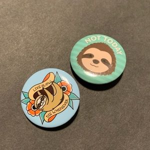 Sloth Button Pins